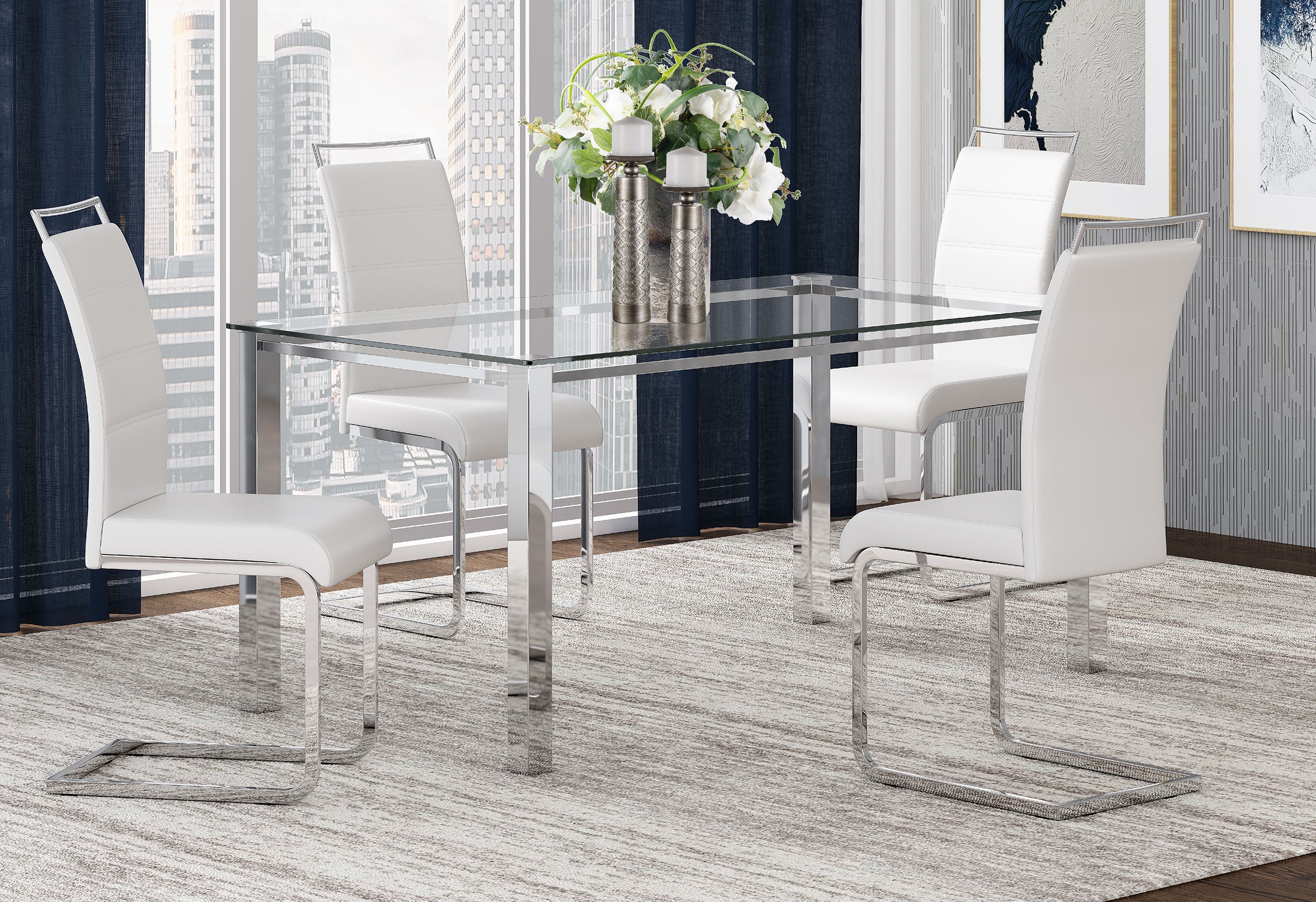 WHITE DINETTE GLASS TABLE