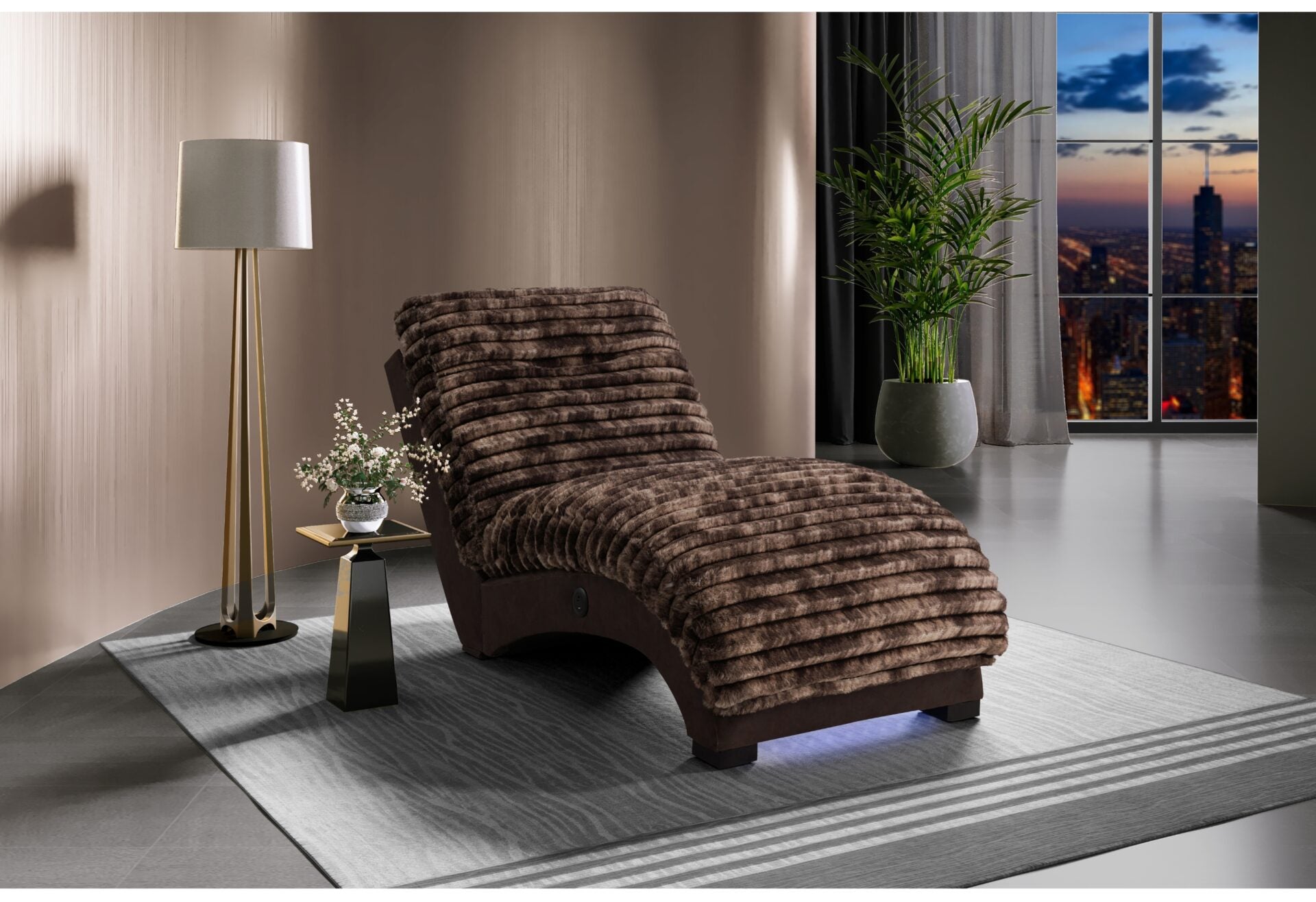 Dominic Mink/Java Chaise With USB
