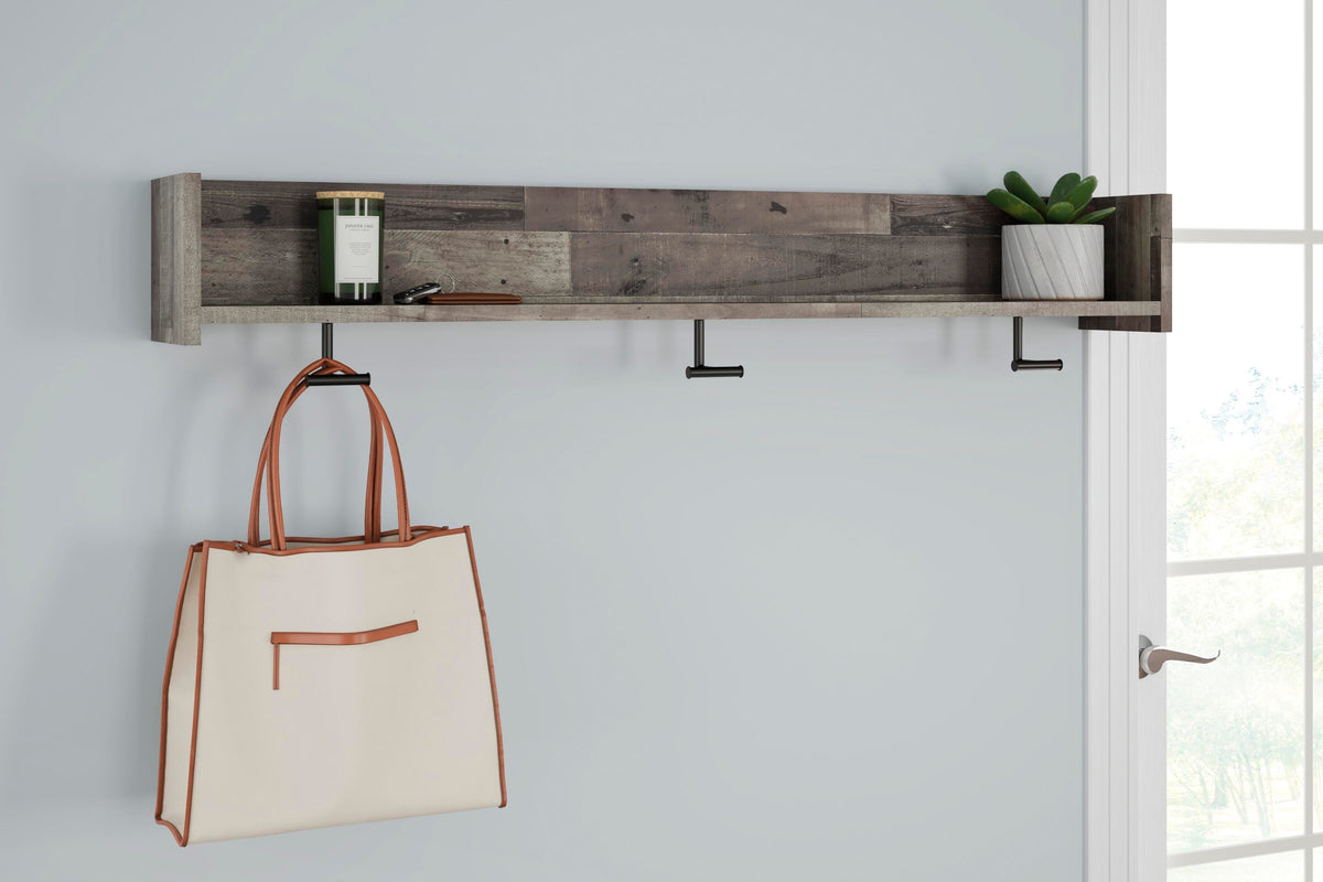 Neilsville Wall Mounted Coat Rack w/Shelf - Multi Gray