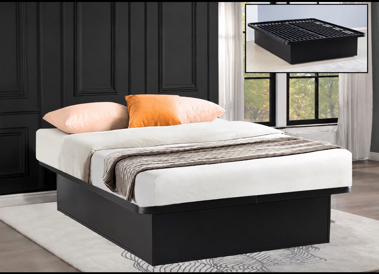 California King Metal Bed Frame with Pillow Top Mattress
