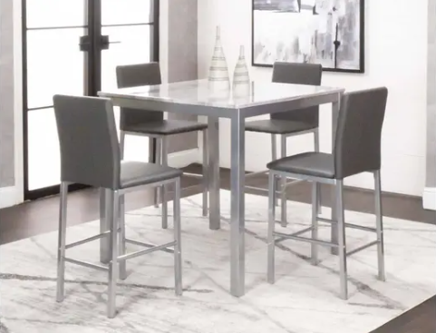 GRAY FAUX MARBLE TOP 5 PC SET