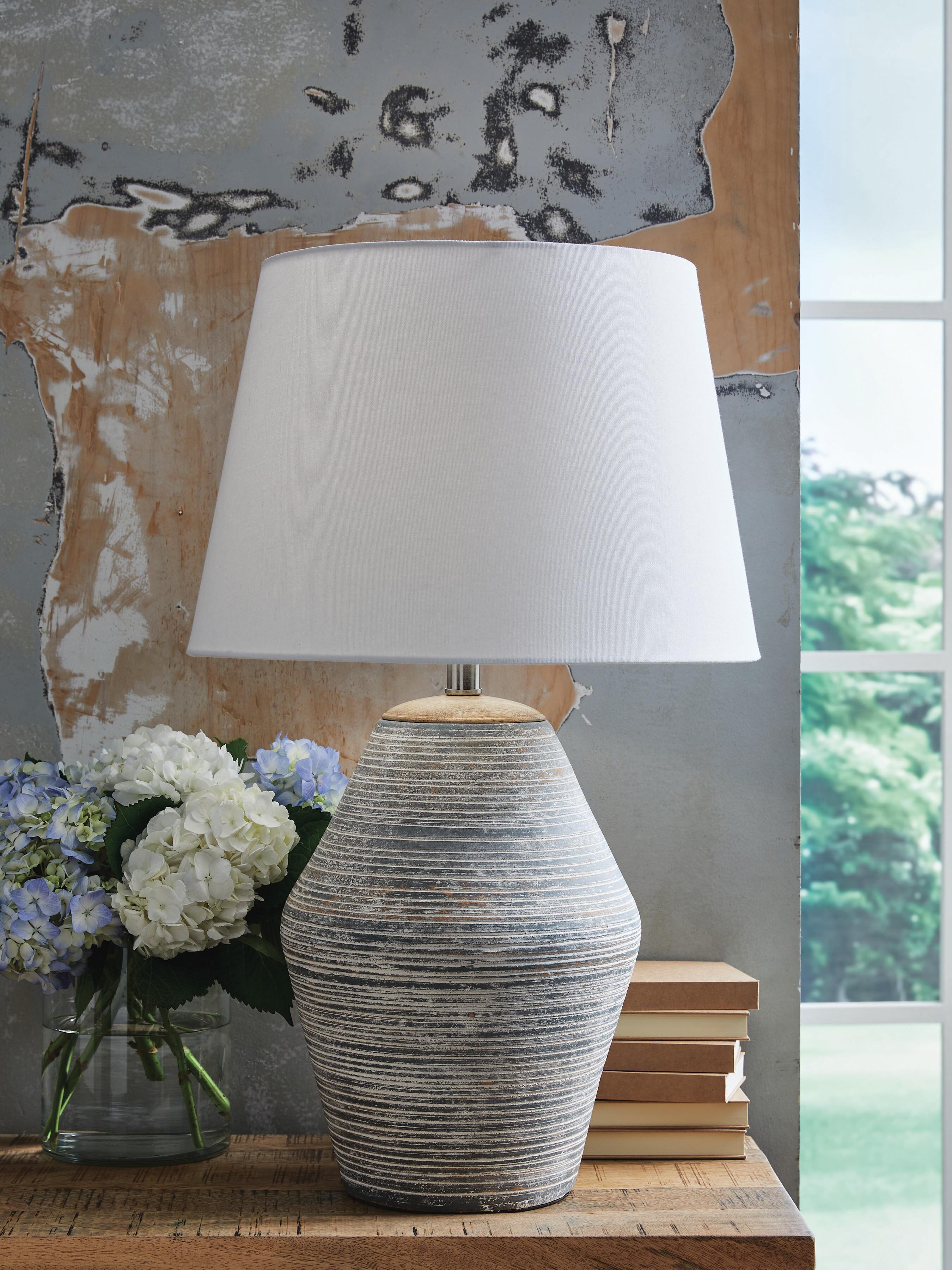 Lawrock Terracotta Table Lamp (1/CN) - Antique Blue