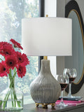 Judlen Ceramic Table Lamp (1/CN) - Gray/Gold Finish