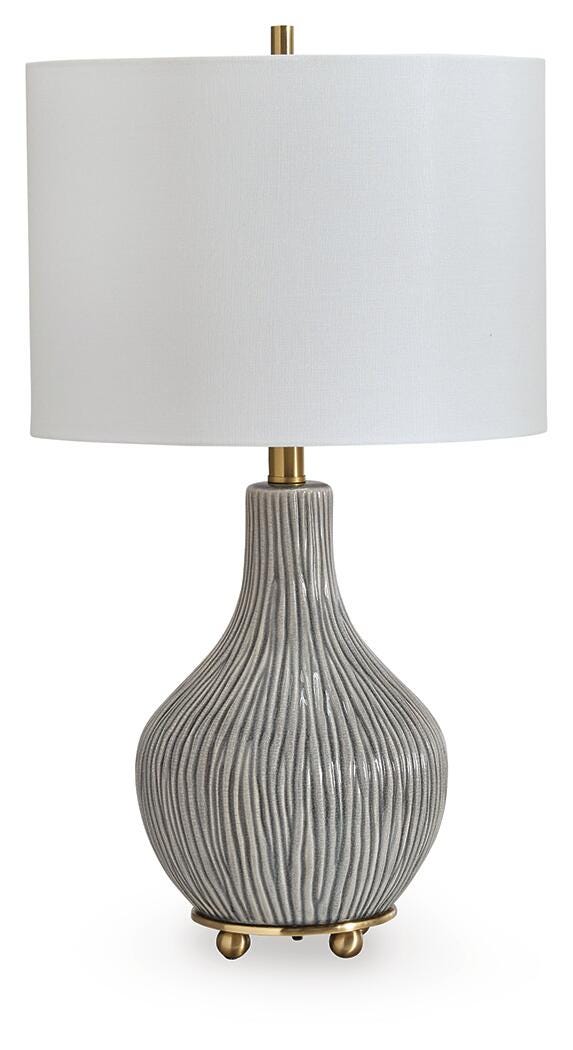 Judlen Ceramic Table Lamp (1/CN) - Gray/Gold Finish