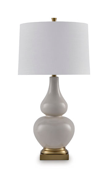 Weswick Ceramic Table Lamp (1/CN) - Cream/Gold Finish