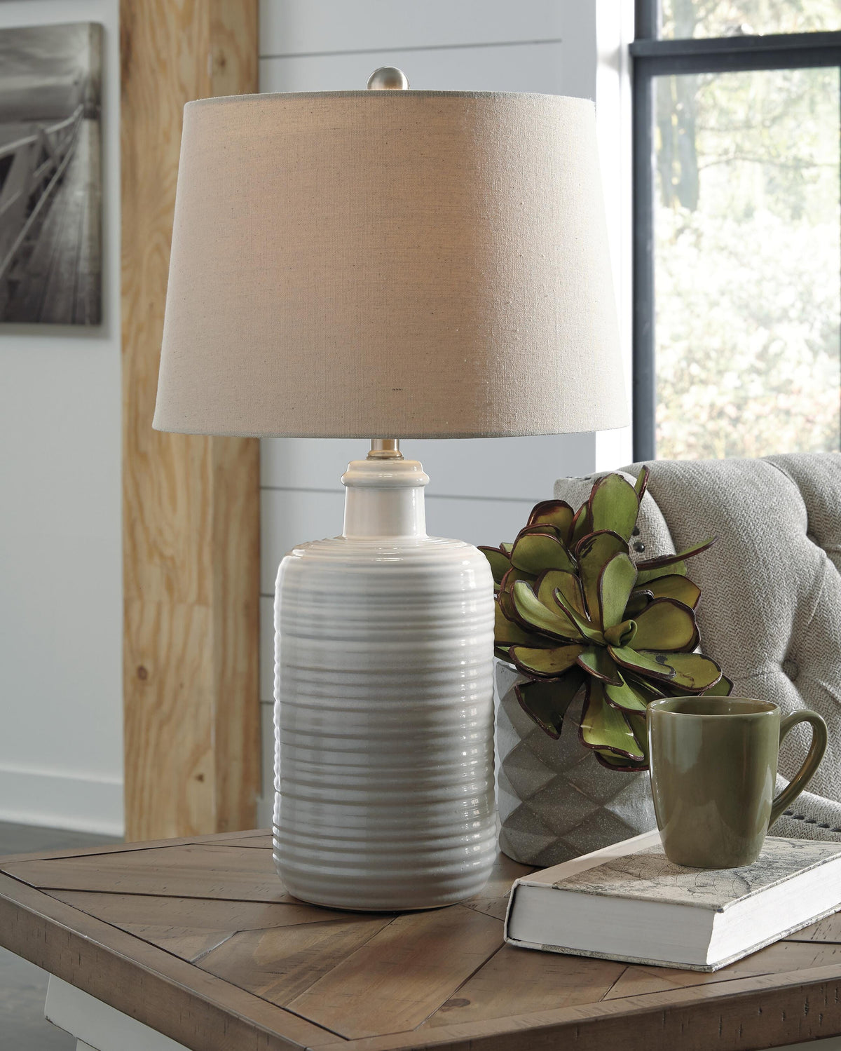 Marnina Ceramic Table Lamp (2/CN) - Taupe