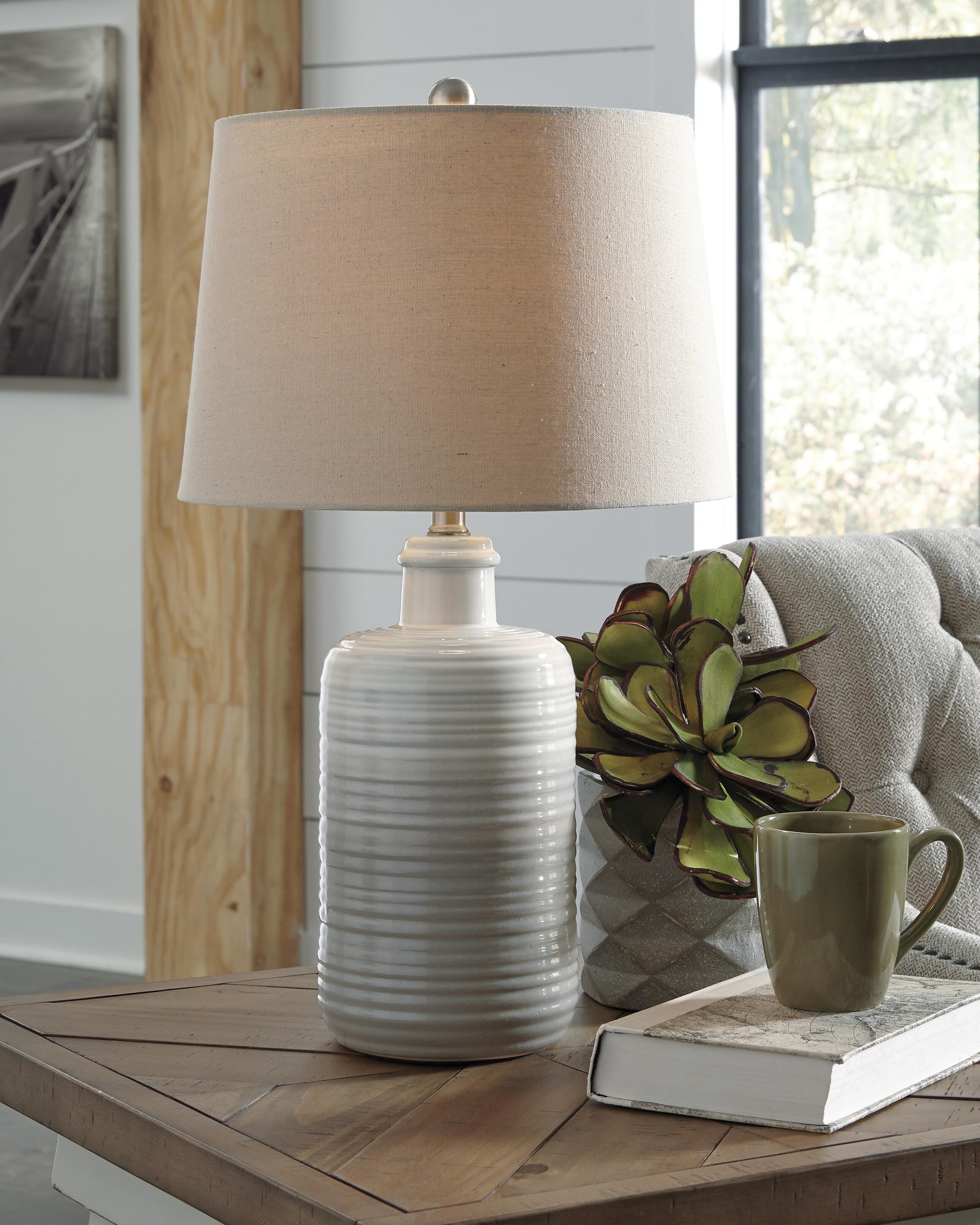 Marnina Ceramic Table Lamp (2/CN) - Taupe