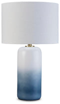 Lemrich Ceramic Table Lamp (1/CN) - White/Teal