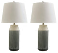 Afener Ceramic Table Lamp (2/CN) - Blue/Beige
