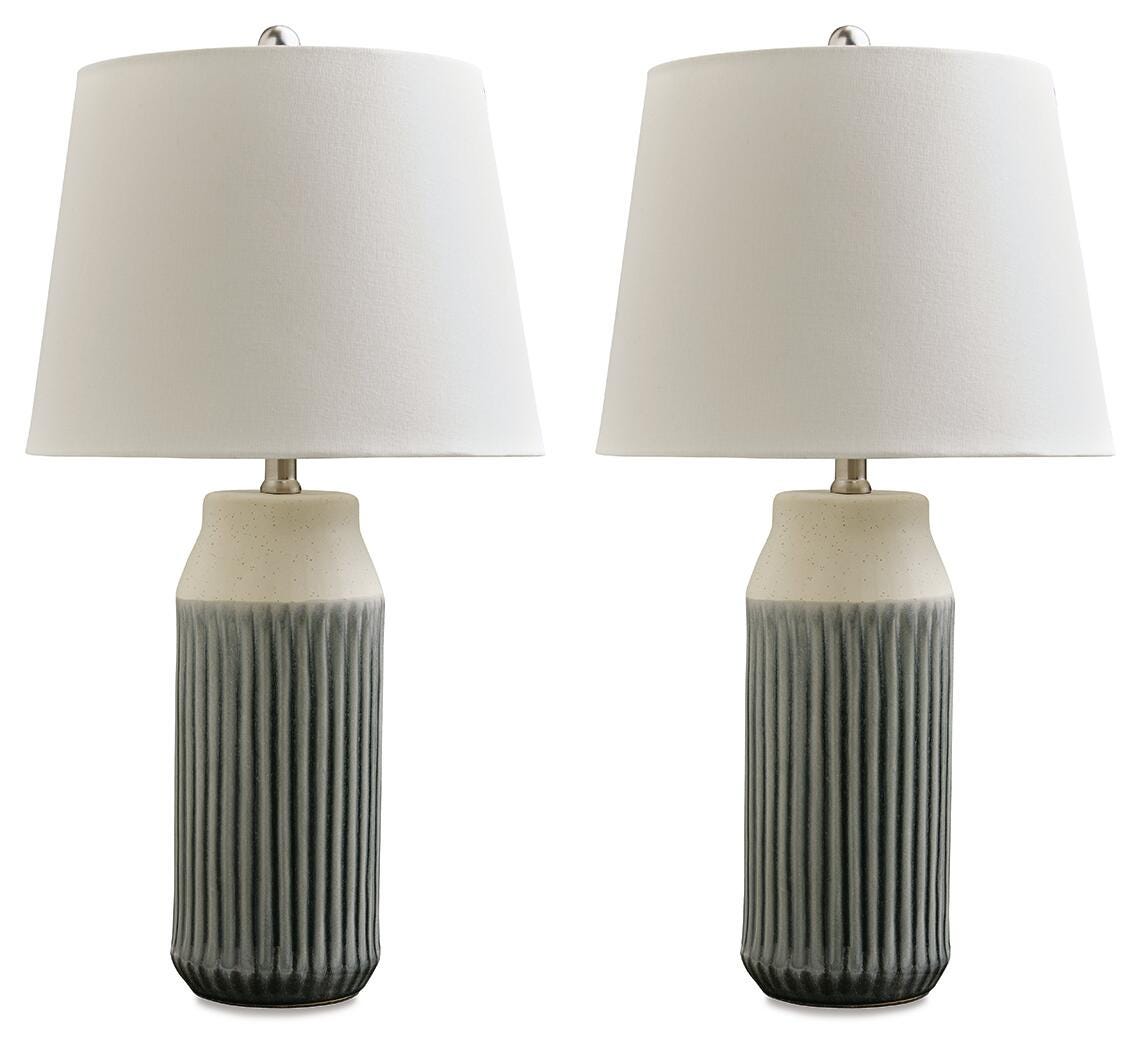 Afener Ceramic Table Lamp (2/CN) - Blue/Beige