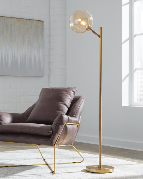 Abanson Metal Floor Lamp (1/CN) - Amber/Gold Finish