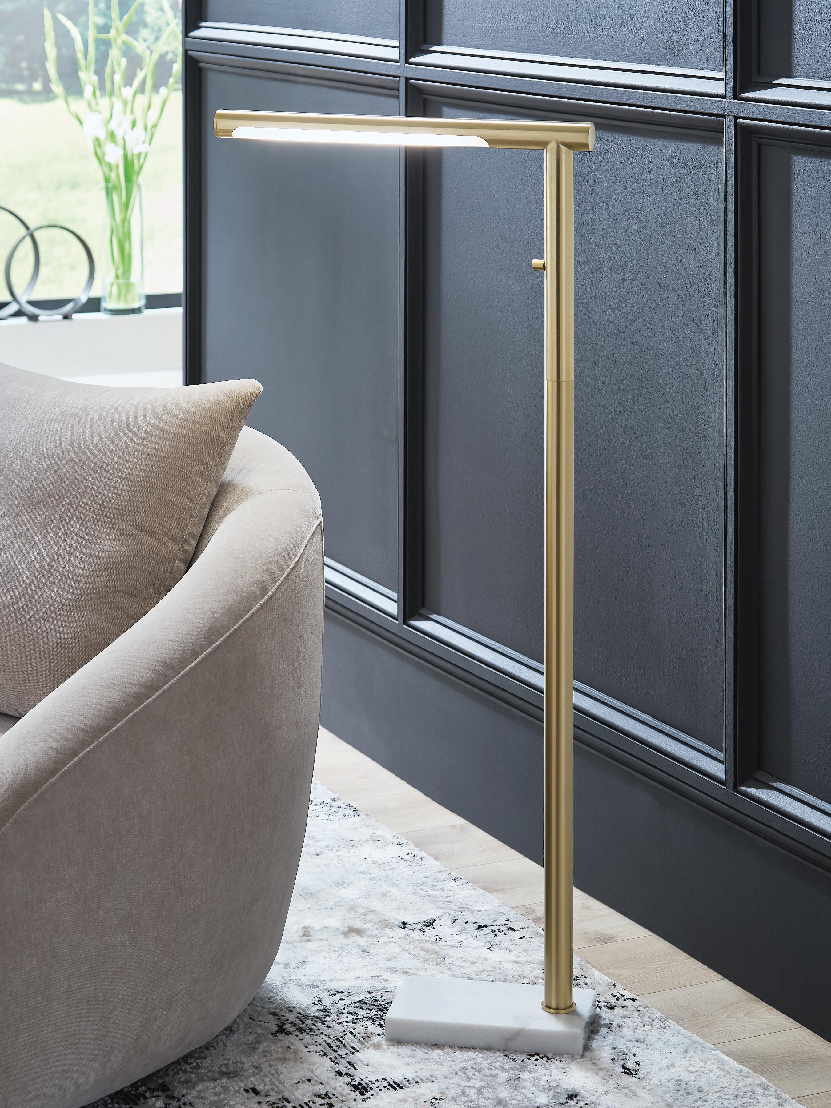 Santiford Metal Floor Lamp (1/CN) - Gold Finish/White
