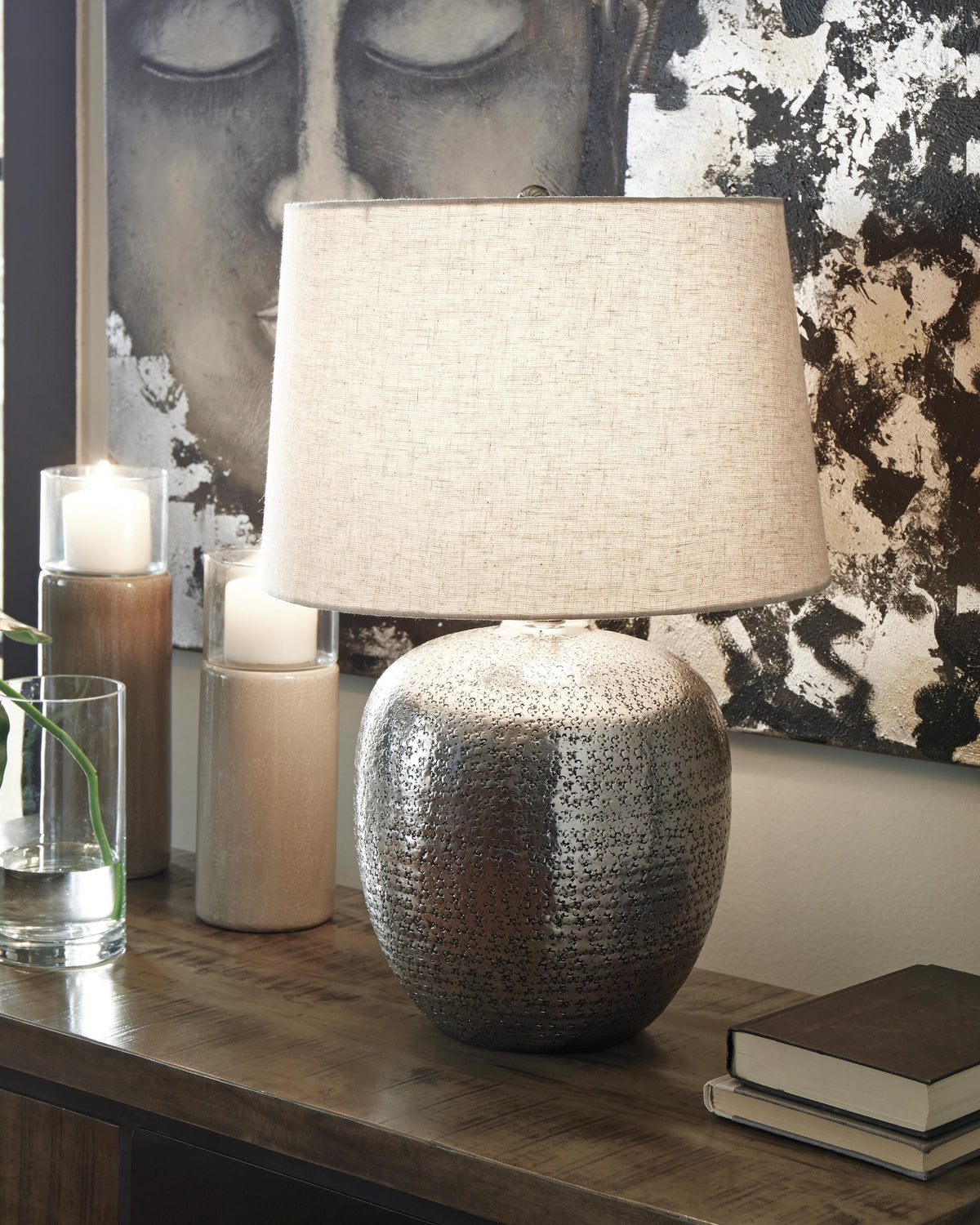 Magalie Metal Table Lamp (1/CN) - Antique Silver Finish