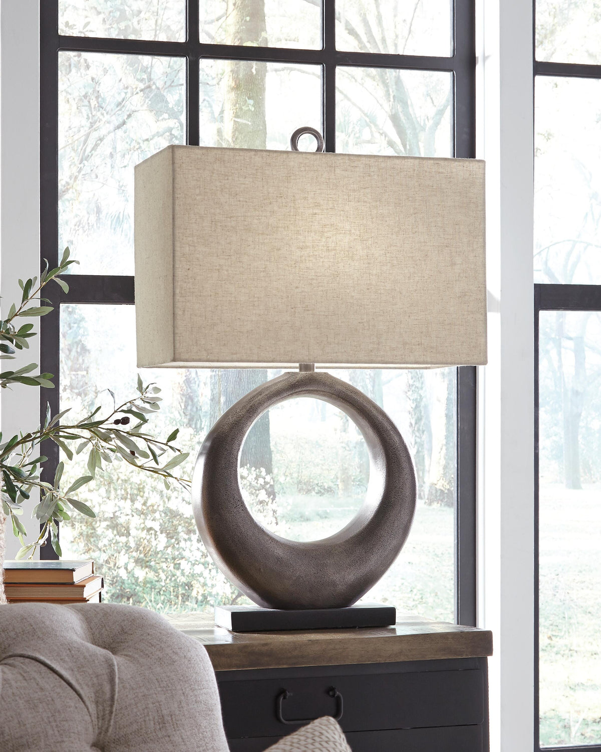 Saria Metal Table Lamp (1/CN) - Antique Silver Finish