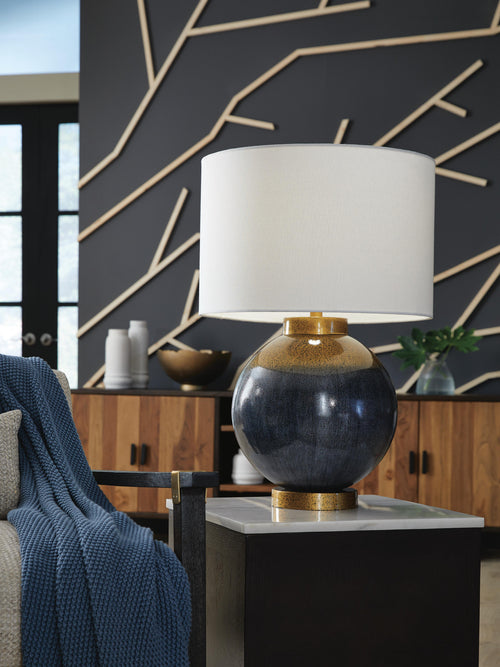 Adara Metal Table Lamp (1/CN) - Blue/Gold Finish