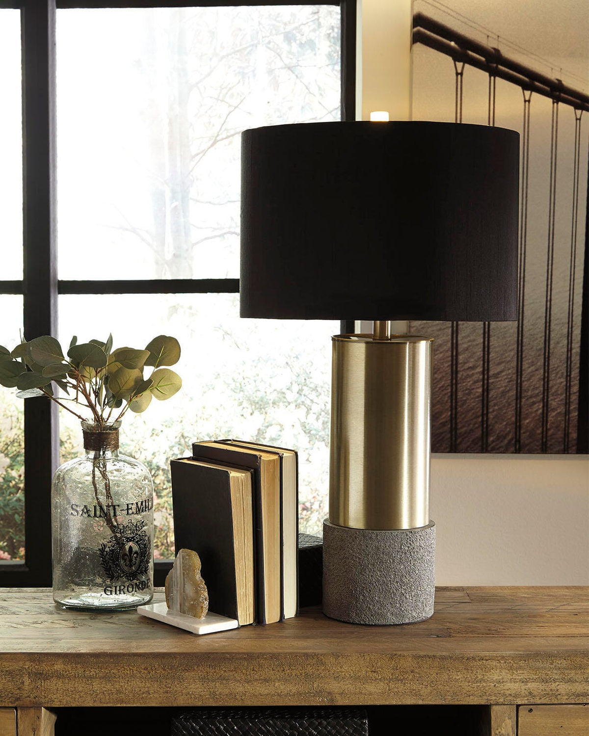 Jacek Metal Table Lamp (2/CN) - Gray/Brass Finish