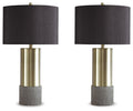 Jacek Metal Table Lamp (2/CN) - Gray/Brass Finish