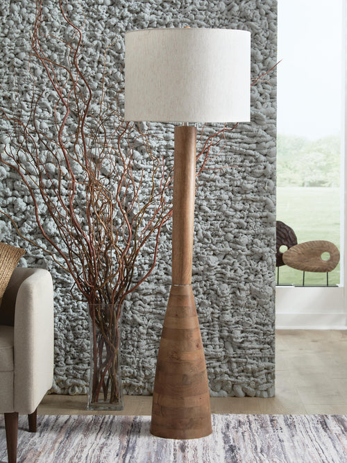 Ailsa Wood Floor Lamp (1/CN) - Natural Brown