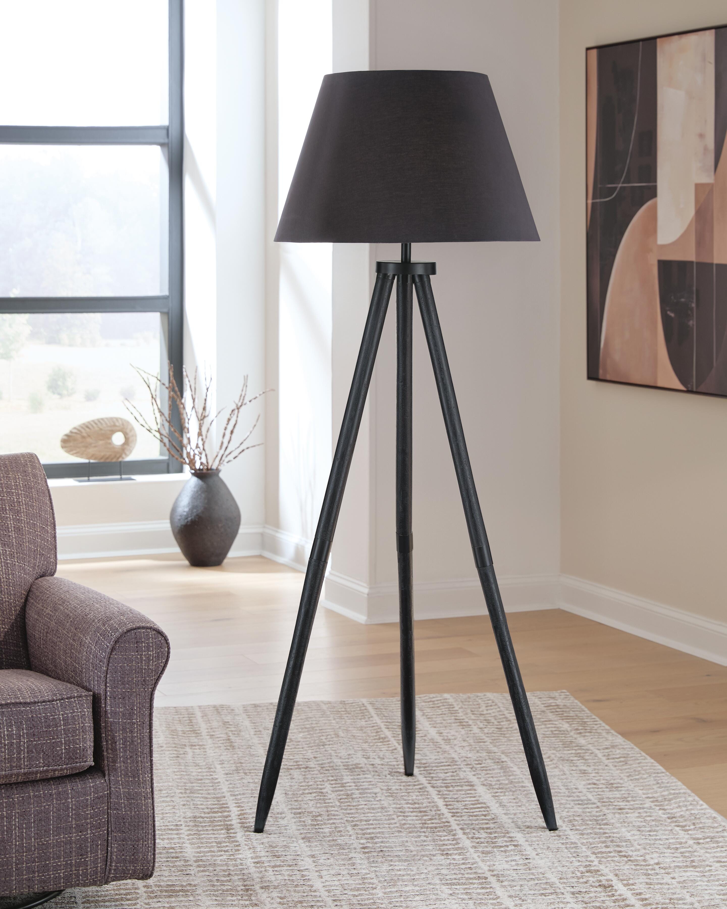 Orhan Wood Floor Lamp (1/CN) - Black