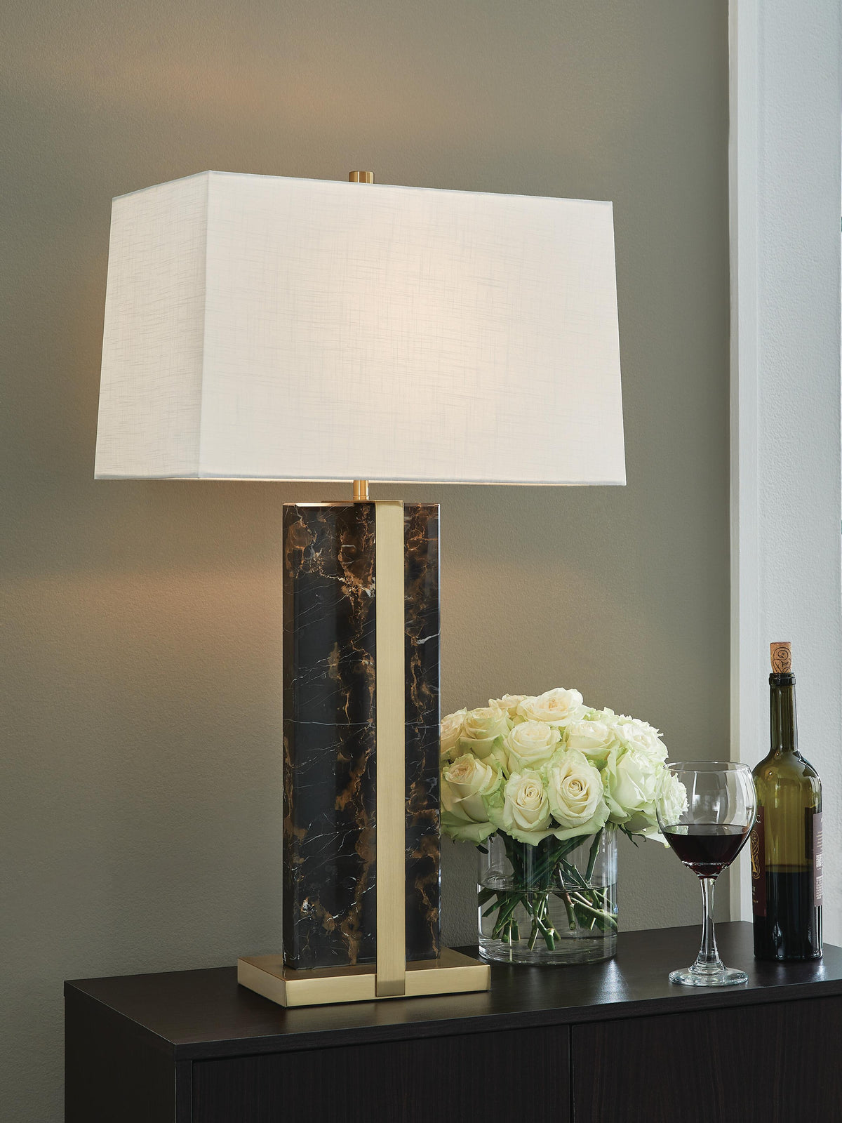 Neonish Marble Table Lamp (1/CN) - Black/Gold Finish