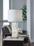 Linderfield Alabaster Table Lamp (1/CN) - White/Gold Finish