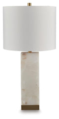 Linderfield Alabaster Table Lamp (1/CN) - White/Gold Finish