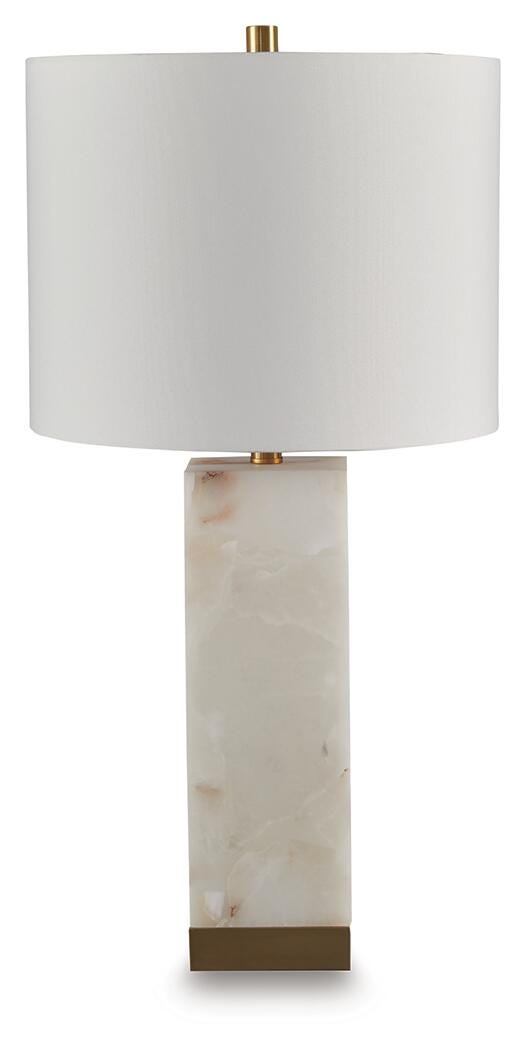 Linderfield Alabaster Table Lamp (1/CN) - White/Gold Finish