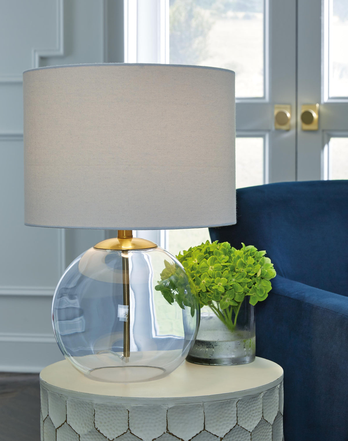 Samder Glass Table Lamp (1/CN) - Clear/Brass Finish