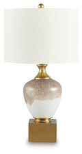 Tavisburg Glass Table Lamp (1/CN) - Brown/White/Gold
