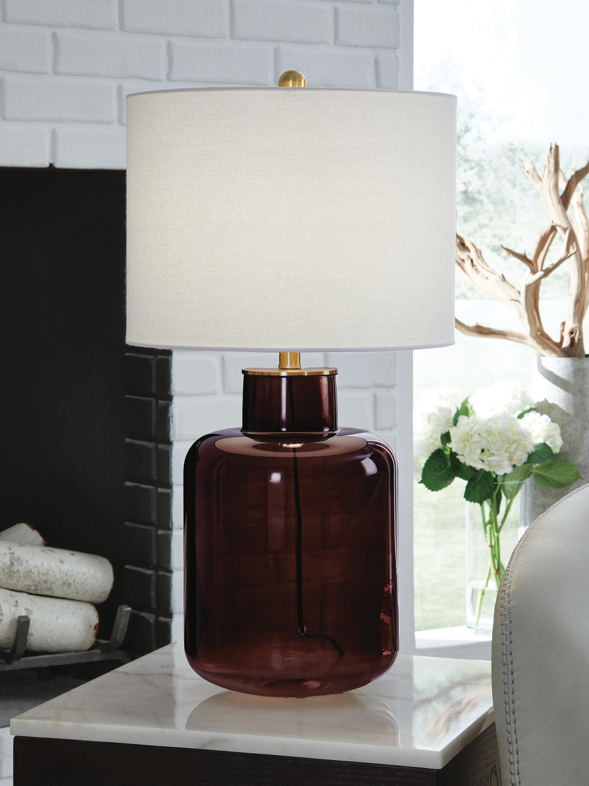 Mette Glass Table Lamp (1/CN) - Brown/Gold Finish