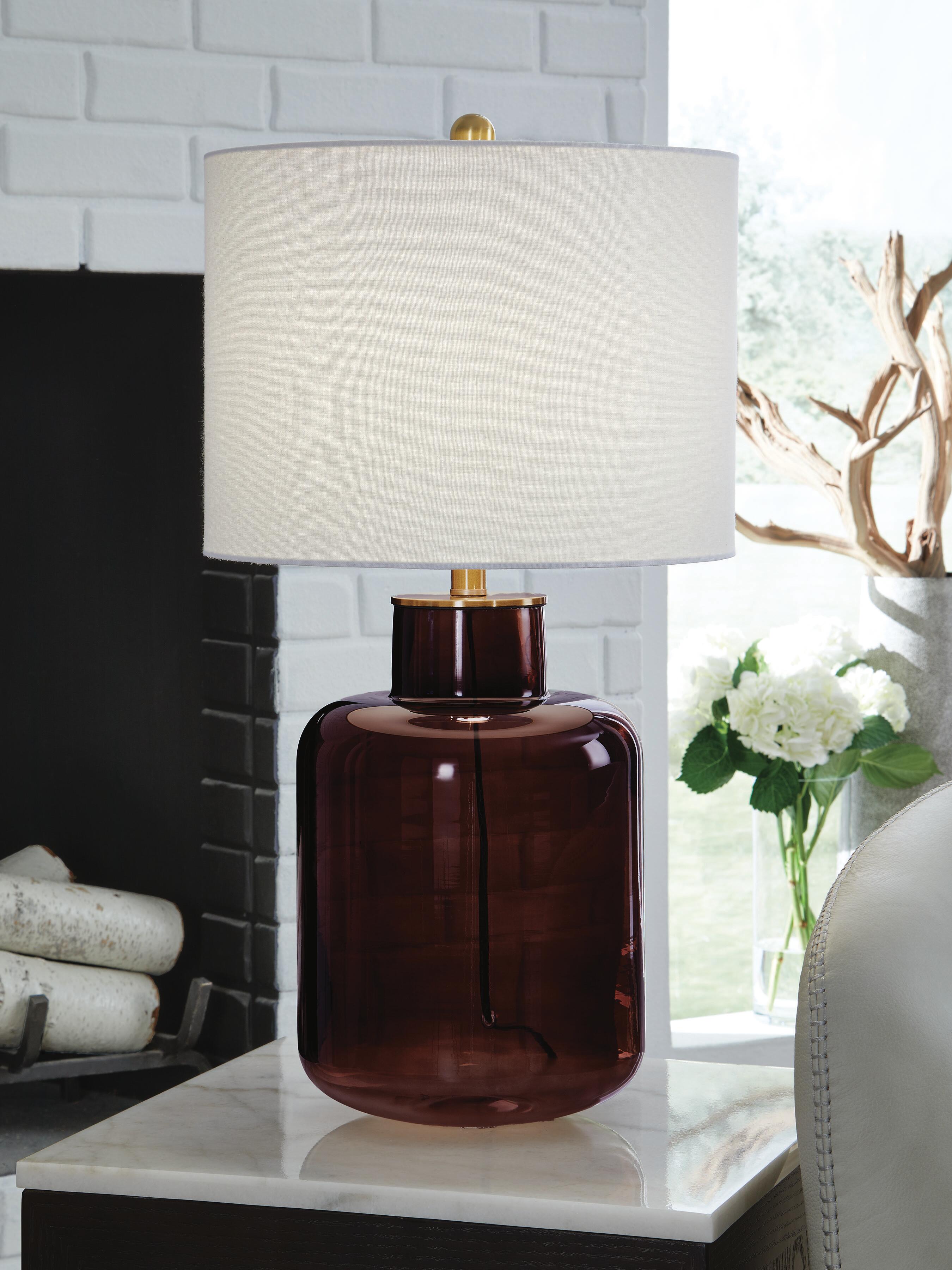 Mette Glass Table Lamp (1/CN) - Brown/Gold Finish