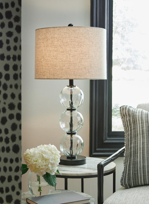 Airbal Glass Table Lamp (2/CN) - Clear/Black