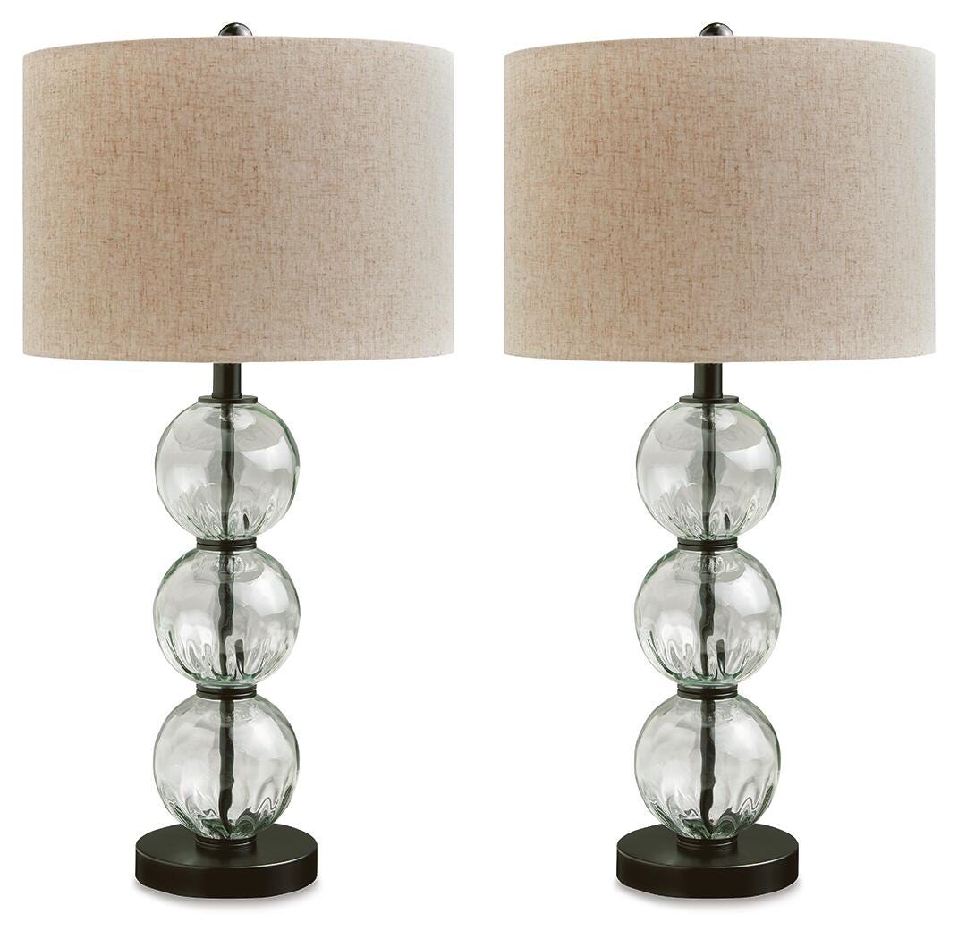 Airbal Glass Table Lamp (2/CN) - Clear/Black