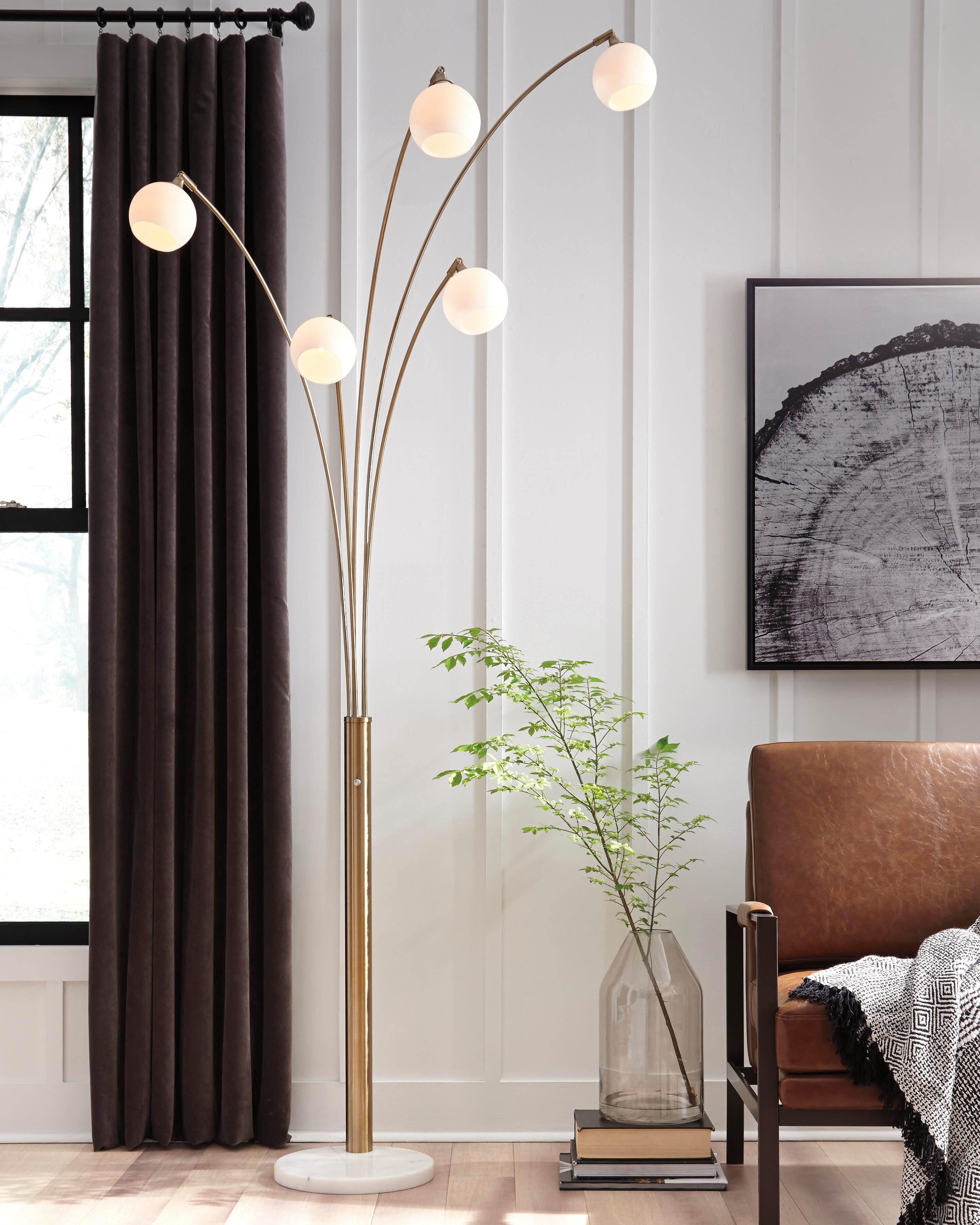 Taliya Metal Arc Lamp (1/CN) - Champagne/White