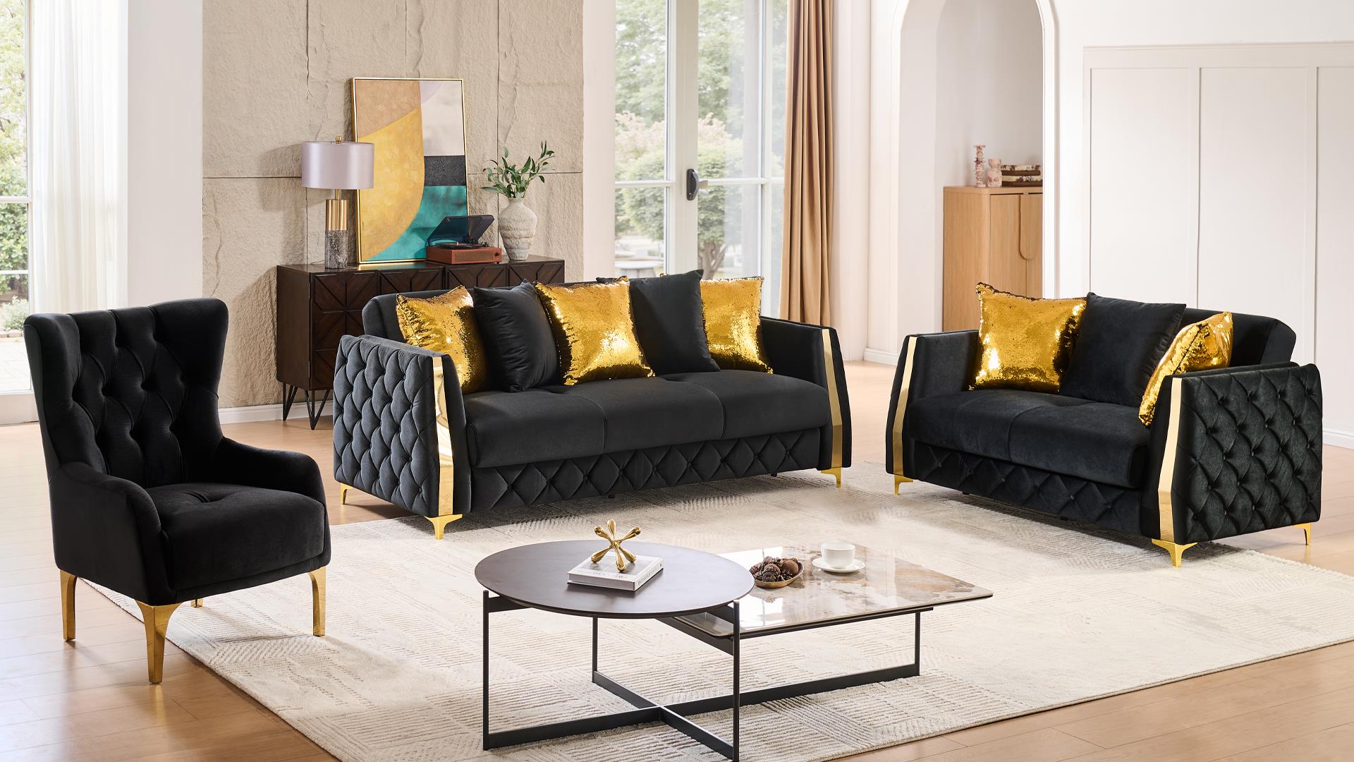 Lippa Living Room Collection - Black