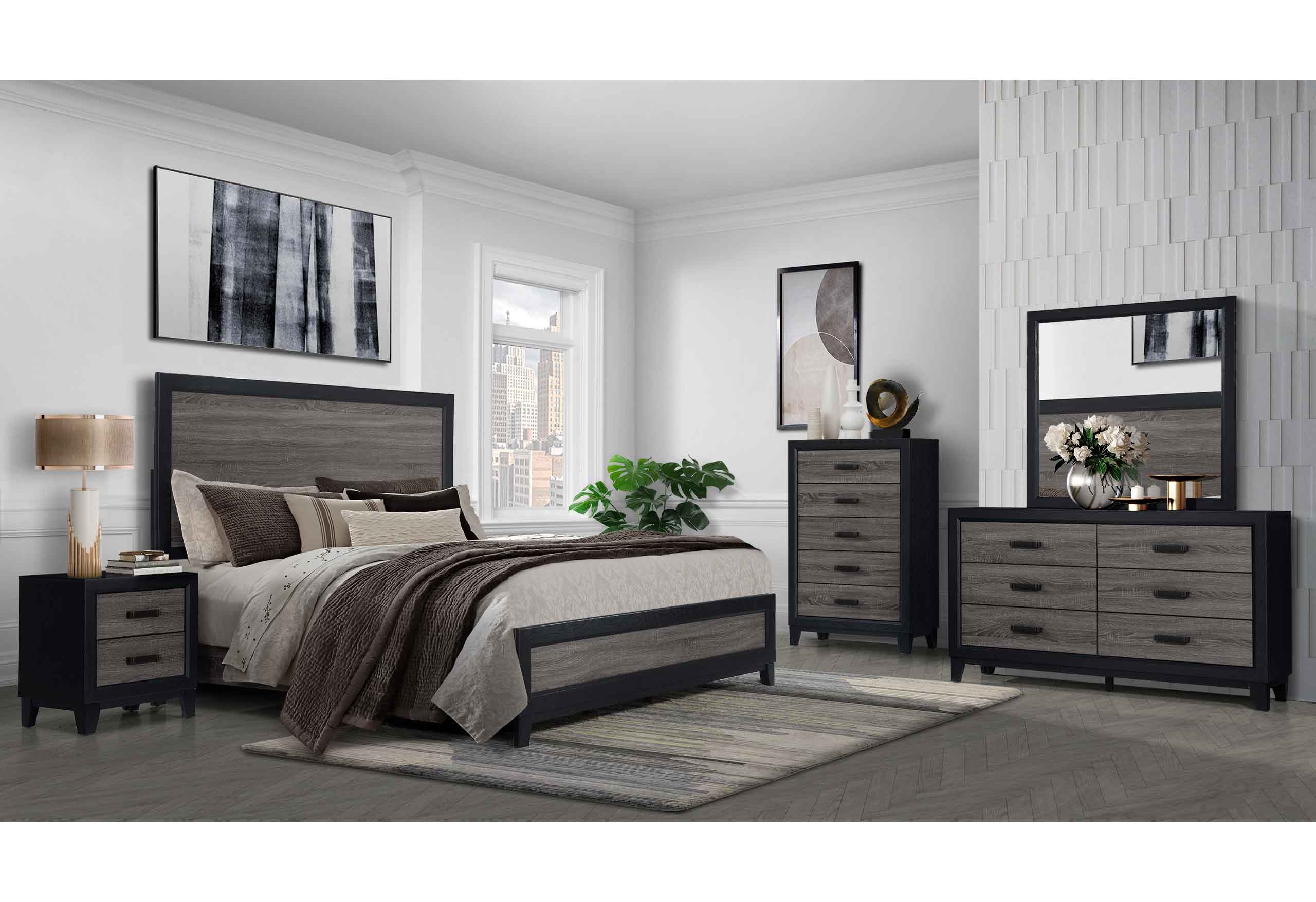 Lisbon Grey/Black King Bed Group