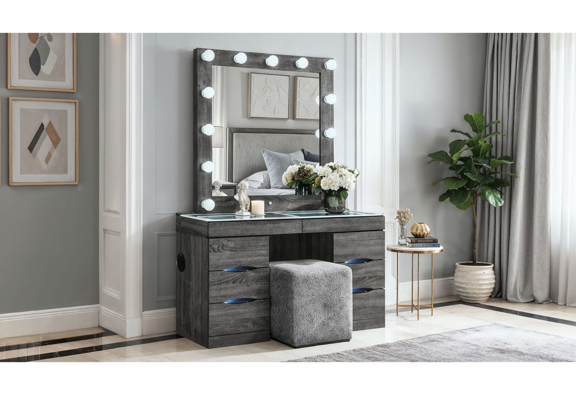 Lexi Grey Vanity With Speaker