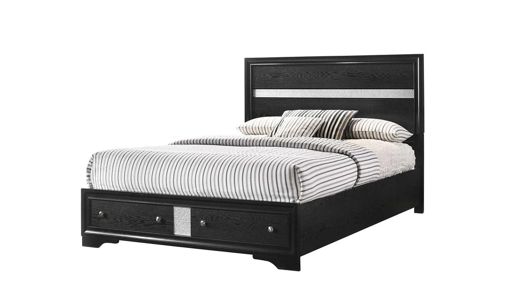 Matrix Elegant Black Bedroom Set with Silver Accents 5PCS