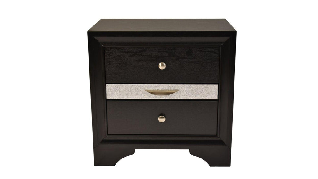 Matrix Elegant Black Bedroom Set with Silver Accents 5PCS