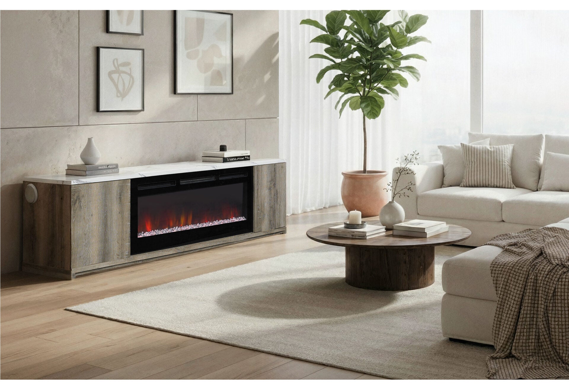 Maya Natural 71″ Entertainment Unit With Speaker