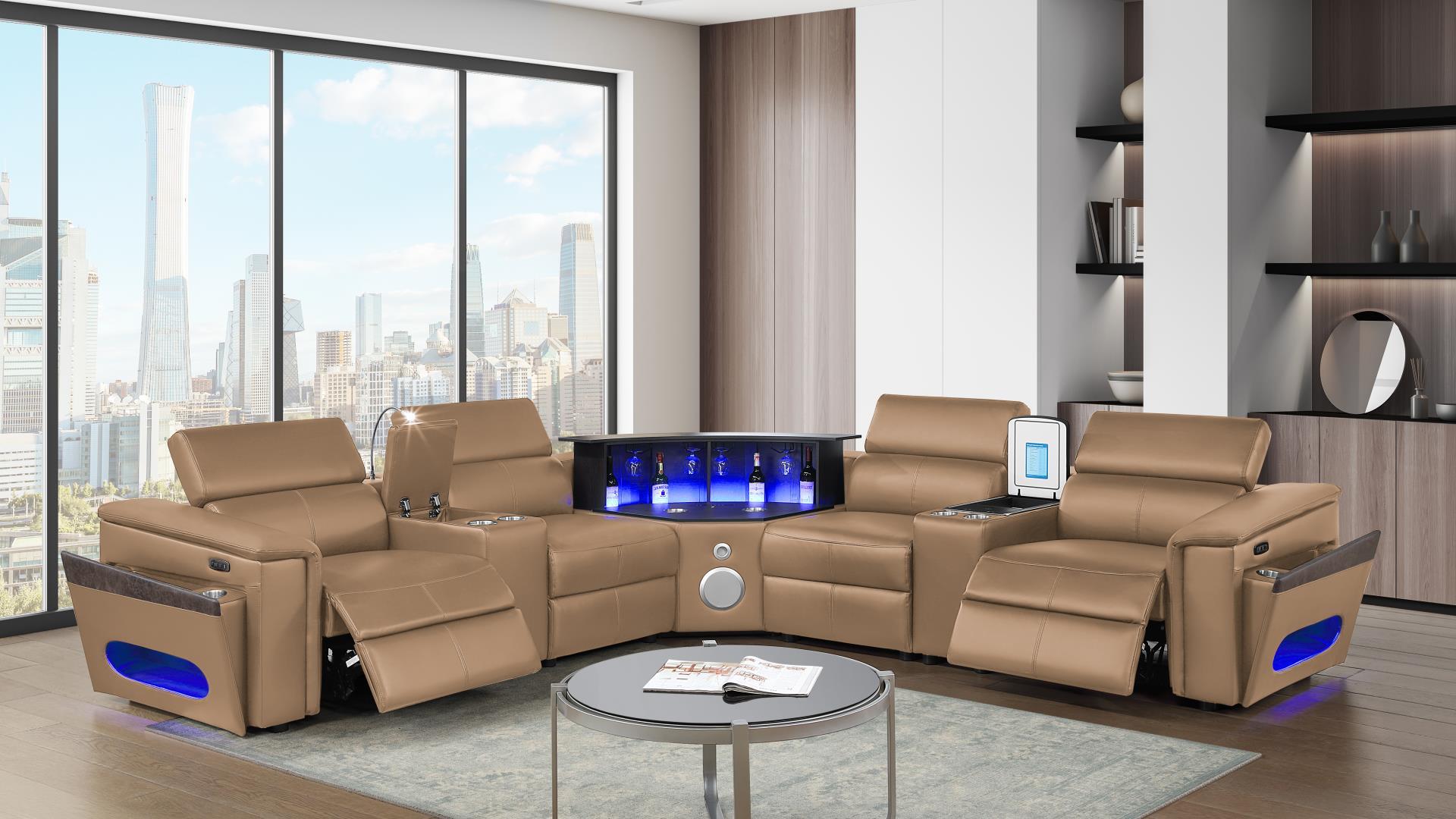 Nova Sectional Sofa in Caramel
