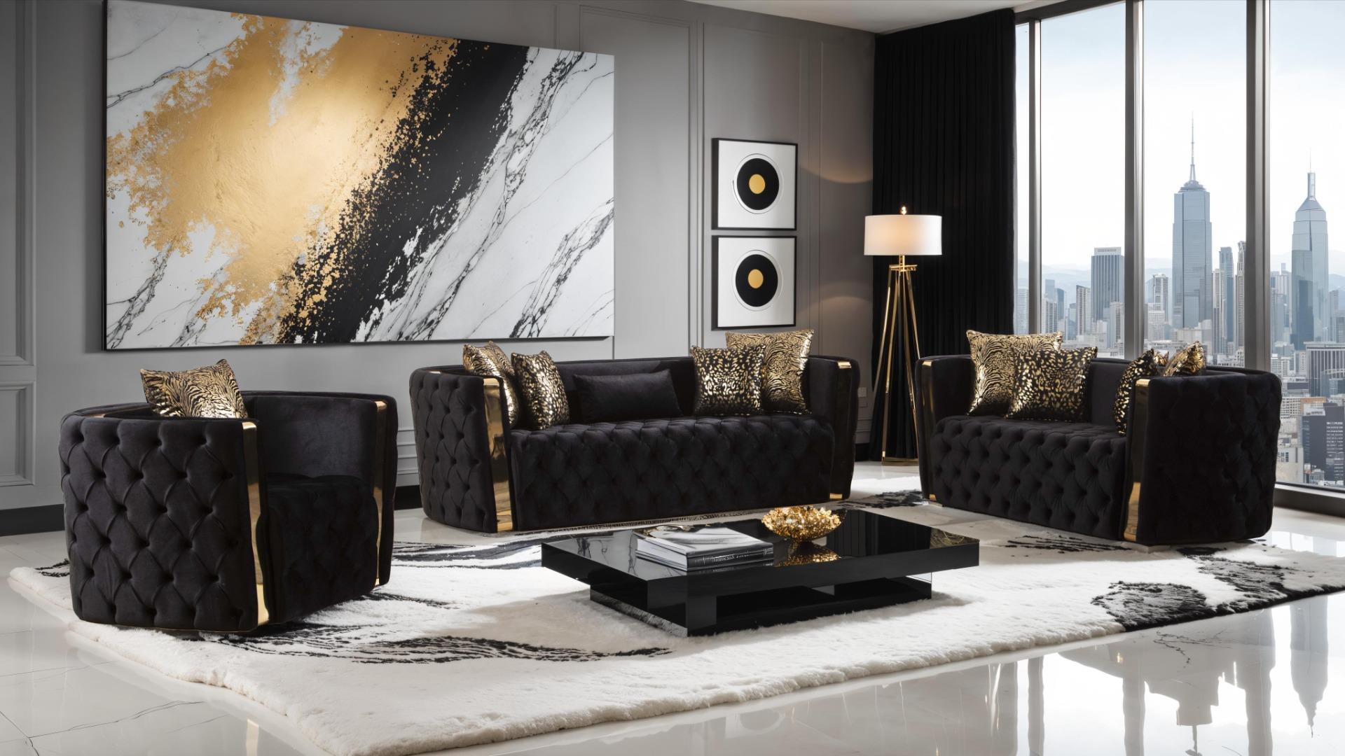 Naomi Living Room Collection - Black