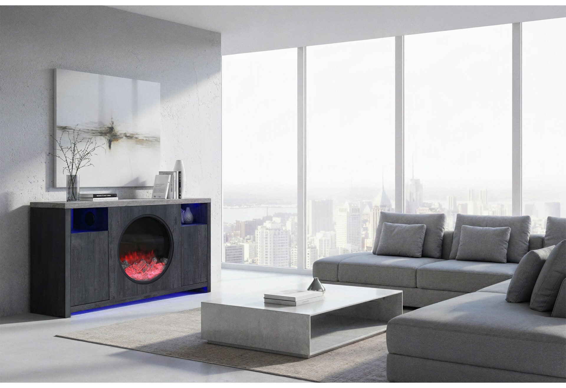 Nyla Grey 60″ Entertainment Unit With Speakers And LED