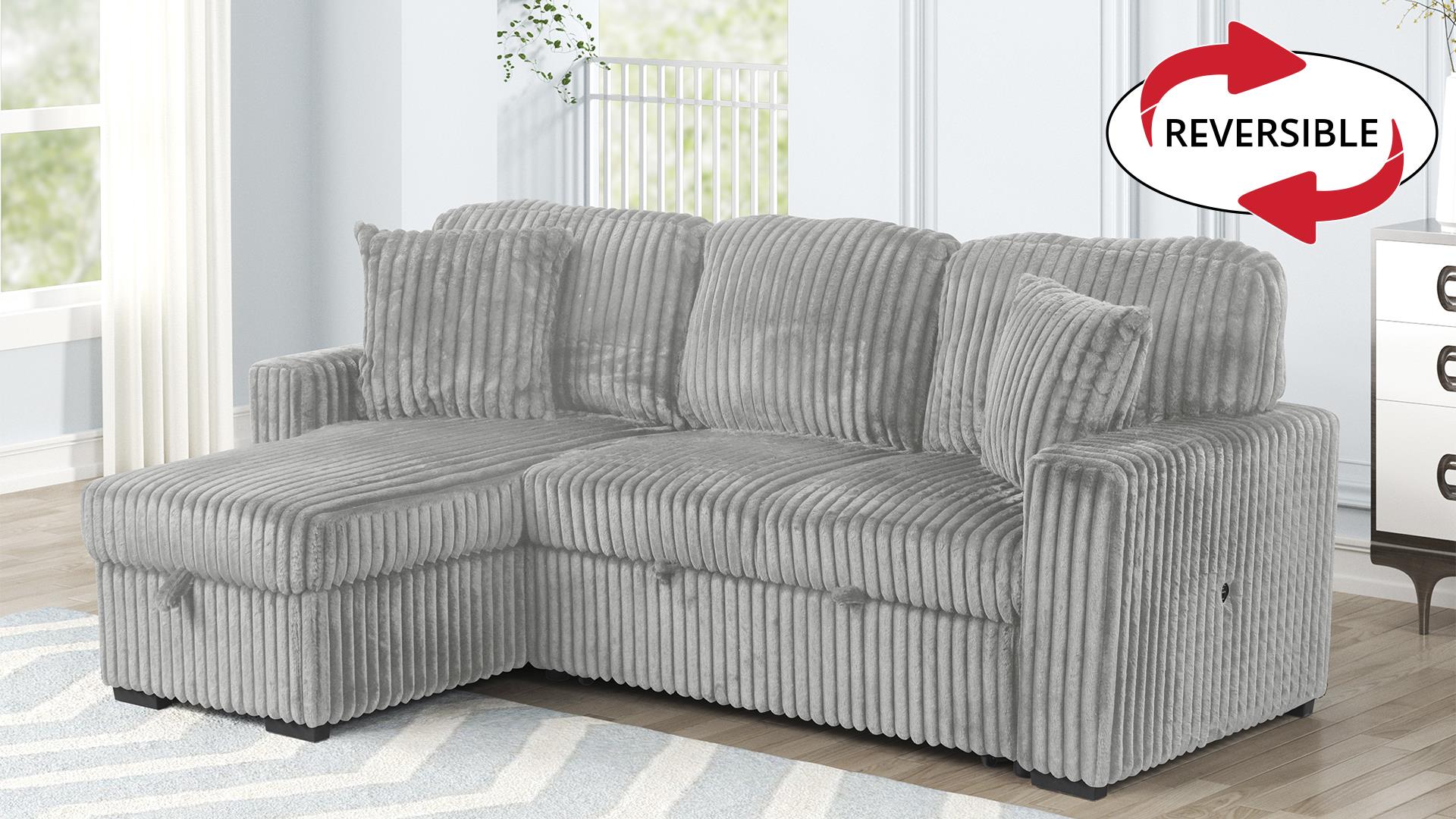 Plush Sectional Sofa Gray