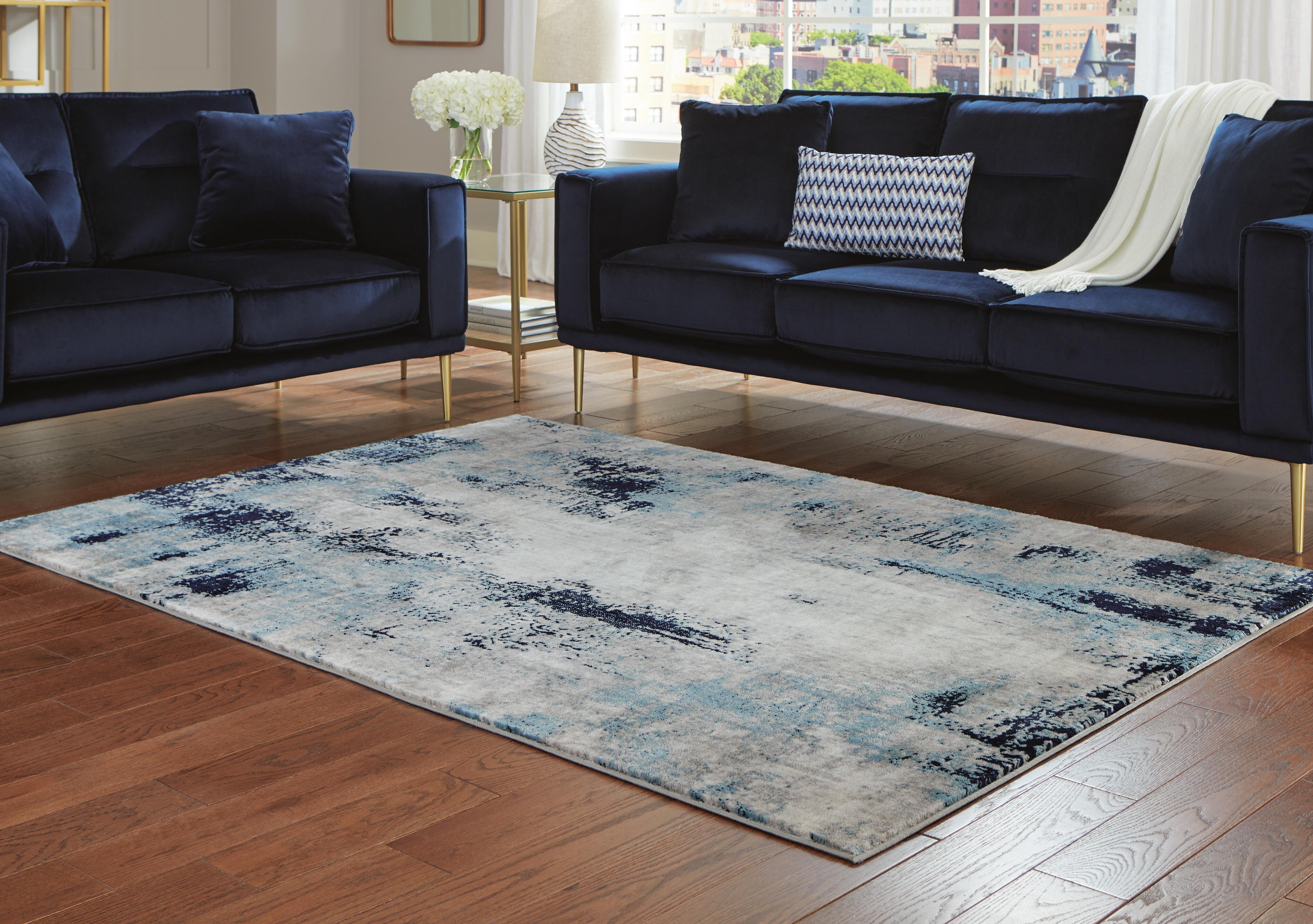 Leonelle Medium Rug - Cream/Blue/Gray
