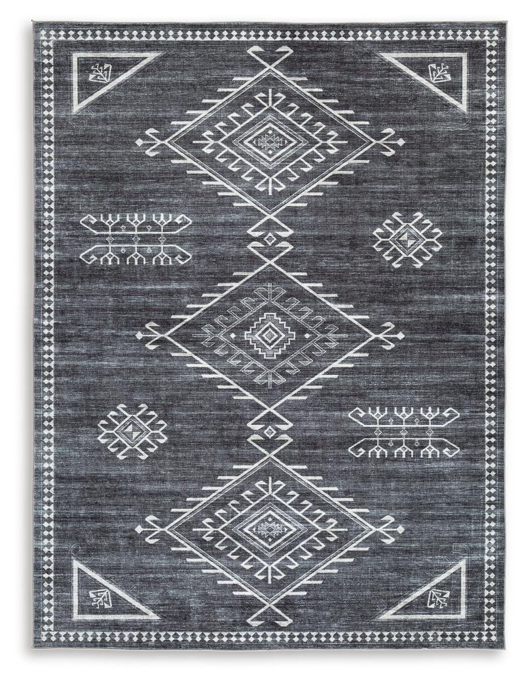 Arloman Washable Medium Rug - Black/Cream/Gray