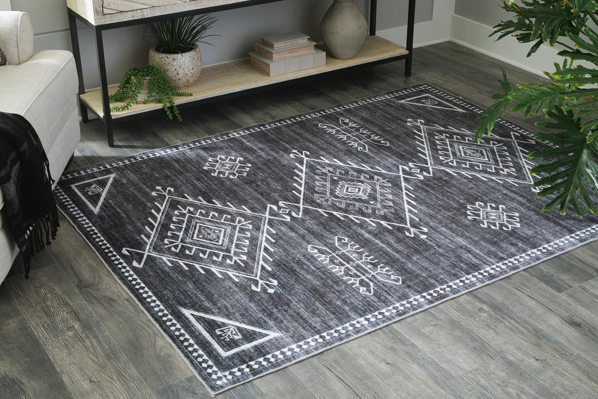 Arloman Washable Medium Rug - Black/Cream/Gray