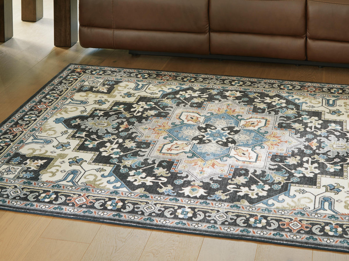 Leningston Rugs Collection - Black/Cream/Blue