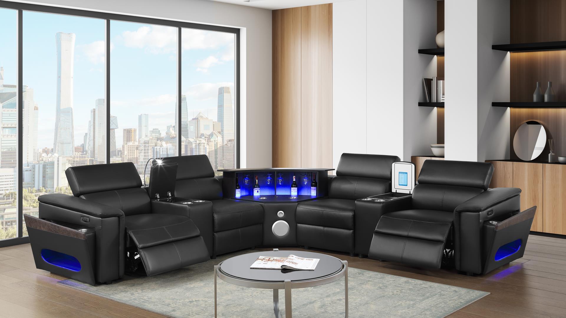 Nova Sectional Sofa in Black