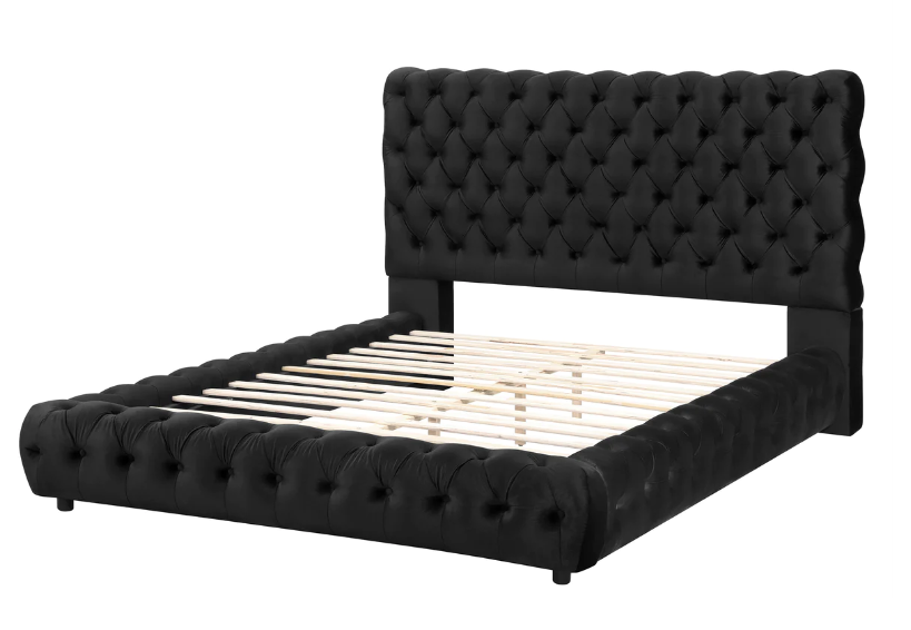 Flory Black King Upholstered Platform Bed (FLOOR SAMPLE SALE)